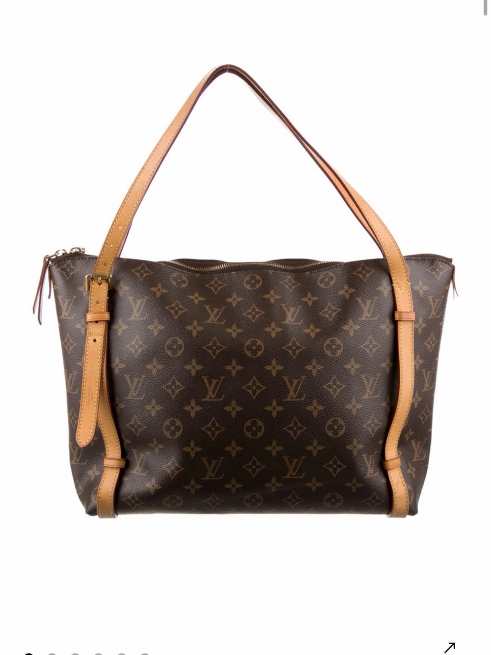 Louis Vuitton Monogram Canvas Shoulder Bag with Tan Leather Straps